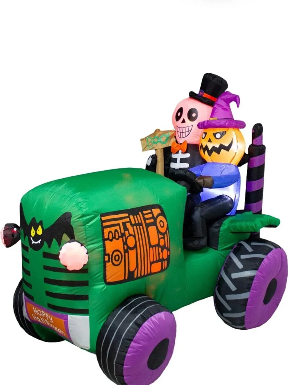5.5Ft Halloween Inflatable Ghost Tractor Decor with LED Lights - Spooky Yard Art